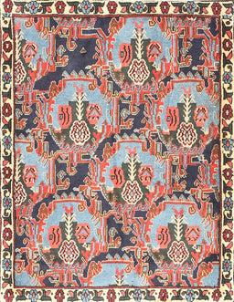Machine Washable Traditional Brown Red Rug, wshtr303