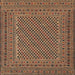 Round Machine Washable Traditional Peru Brown Rug, wshtr3041