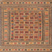 Round Machine Washable Traditional Brown Red Rug, wshtr3043