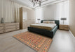 Machine Washable Traditional Brown Red Rug in a Bedroom, wshtr3043