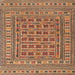 Square Traditional Brown Red Southwestern Rug, tr3043