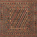 Square Traditional Bronze Brown Southwestern Rug, tr3045