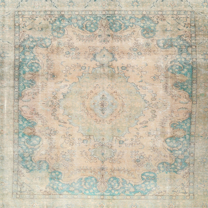 Square Traditional Desert Sand Beige Persian Rug, tr3048