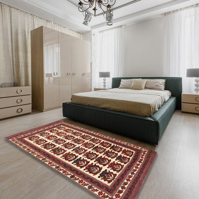 Traditional Red Persian Rug in a Bedroom, tr3049