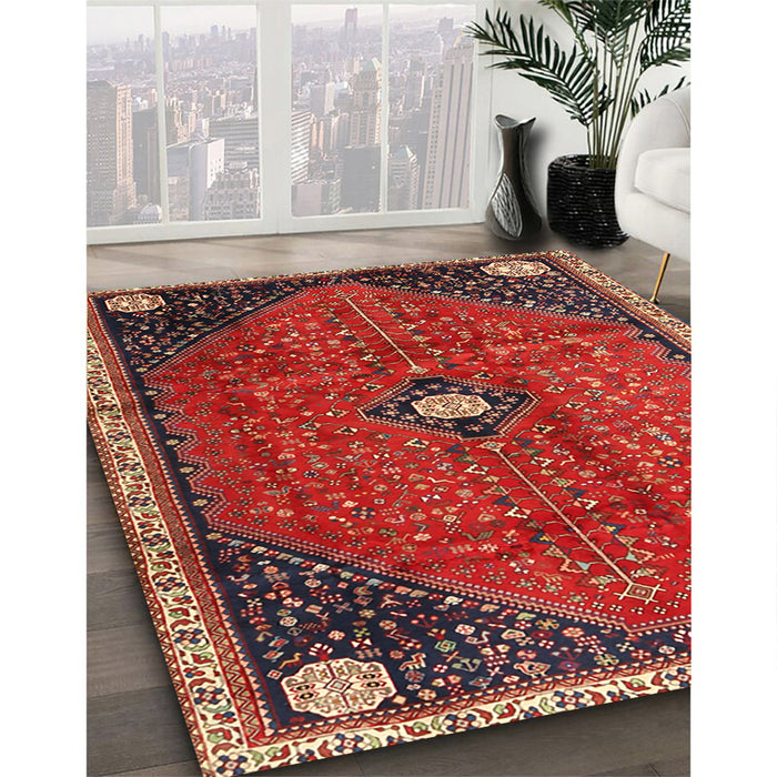 Traditional Red Persian Rug in Family Room, tr3050