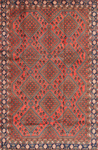 Machine Washable Traditional Orange Salmon Pink Rug, wshtr3051