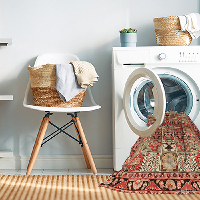 Machine Washable Traditional Sandy Brown Rug in a Washing Machine, wshtr3053