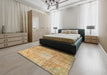 Traditional Cinnamon Brown Persian Rug in a Bedroom, tr3054