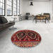 Round Machine Washable Traditional Brown Rug in a Office, wshtr3055