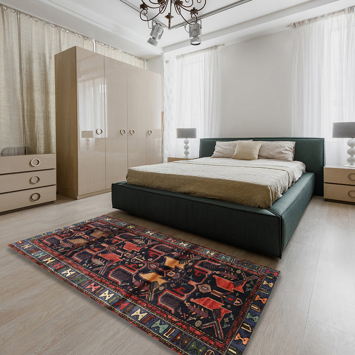 Machine Washable Traditional Brown Rug in a Bedroom, wshtr3056