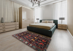 Traditional Brown Persian Rug in a Bedroom, tr3056