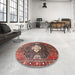 Round Traditional Saffron Red Persian Rug in a Office, tr305