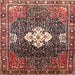 Round Machine Washable Traditional Saffron Red Rug, wshtr305