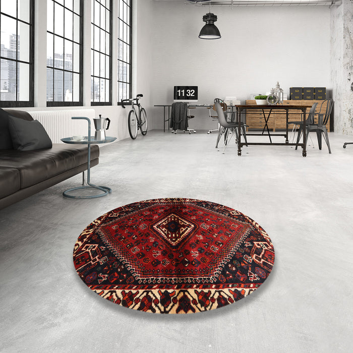 Round Traditional Reddish Brown Persian Rug in a Office, tr3060