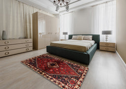 Traditional Reddish Brown Persian Rug in a Bedroom, tr3060