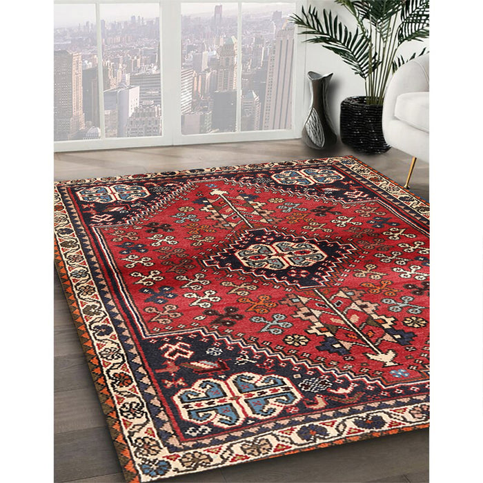 Traditional Dark Almond Brown Persian Rug in Family Room, tr3063