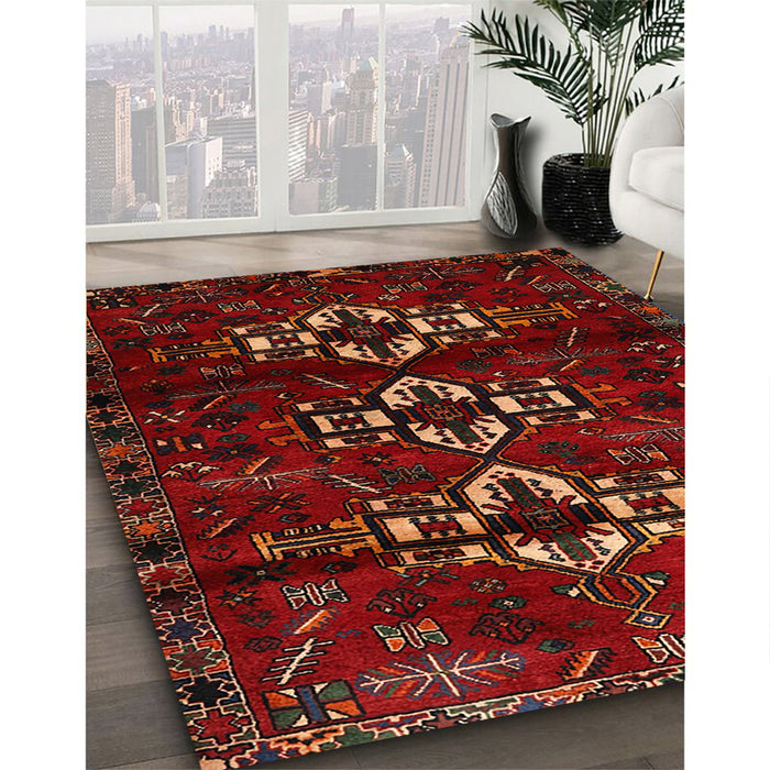 Traditional Red Persian Rug in Family Room, tr3065