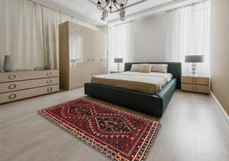 Traditional Brown Persian Rug in a Bedroom, tr3067