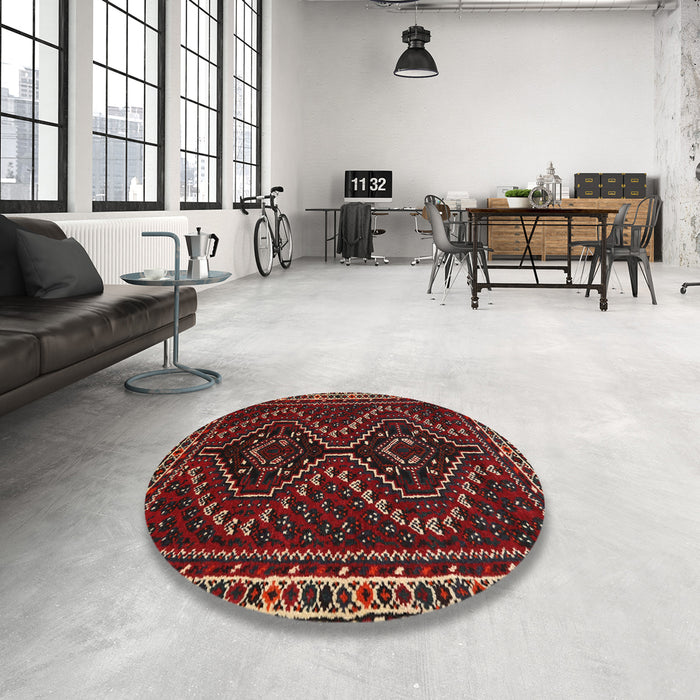 Round Traditional Brown Persian Rug in a Office, tr3067