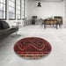 Round Machine Washable Traditional Brown Rug in a Office, wshtr3067