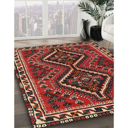 Traditional Dark Gold Brown Persian Rug in Family Room, tr3068