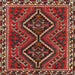 Square Traditional Dark Gold Brown Persian Rug, tr3068