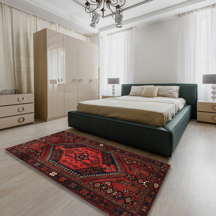 Machine Washable Traditional Bakers Brown Rug in a Bedroom, wshtr3070