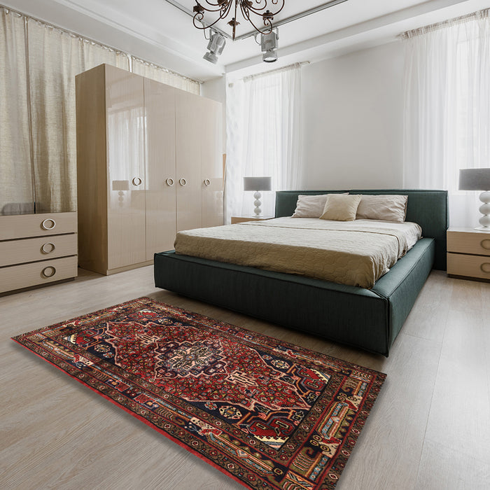 Traditional Sienna Brown Persian Rug in a Bedroom, tr3072