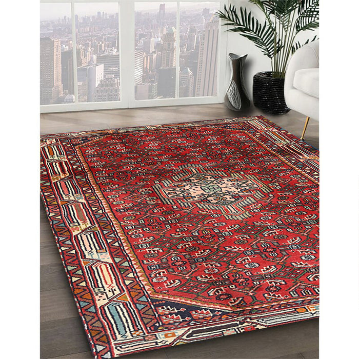 Traditional Dark Almond Brown Persian Rug in Family Room, tr3073