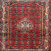 Round Machine Washable Traditional Dark Almond Brown Rug, wshtr3073