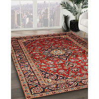 Traditional Orange Salmon Pink Medallion Rug, tr3074