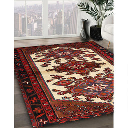 Traditional Dark Almond Brown Persian Rug in Family Room, tr3075