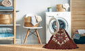 Machine Washable Traditional Dark Almond Brown Rug in a Washing Machine, wshtr3075