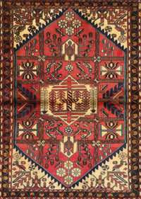 Machine Washable Traditional Saffron Red Rug, wshtr3077