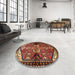 Round Traditional Saffron Red Persian Rug in a Office, tr3077