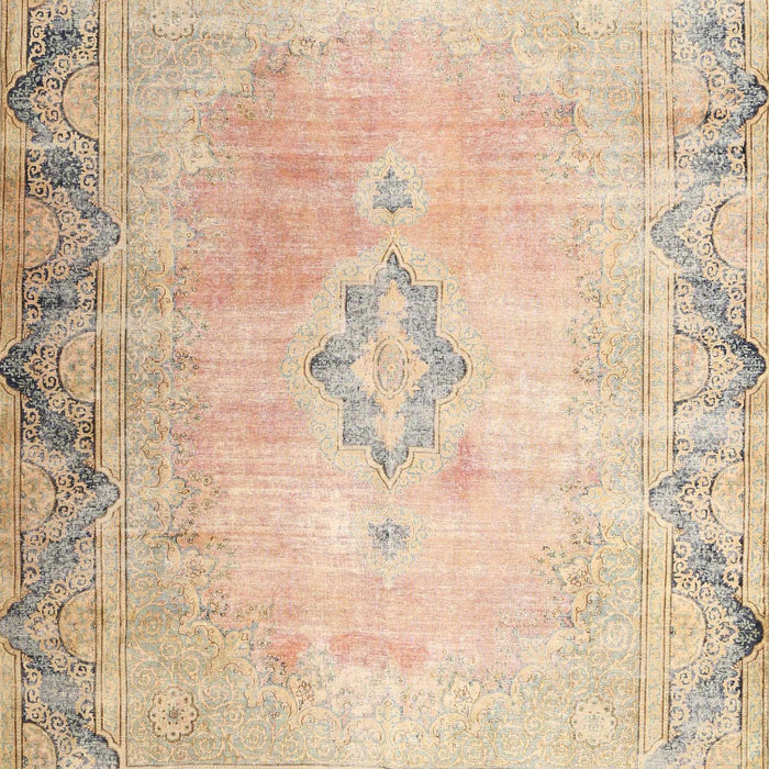 Machine Washable Traditional Light Copper Gold Rug, wshtr3079