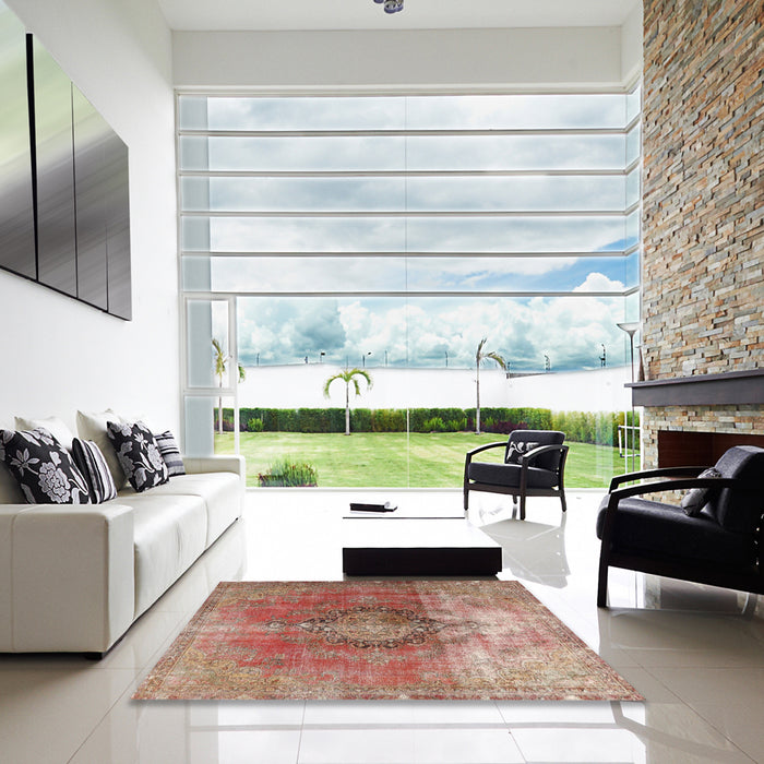 Square Machine Washable Traditional Light Copper Gold Rug in a Living Room, wshtr3081