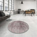 Round Machine Washable Traditional Rose Dust Purple Rug in a Office, wshtr3082