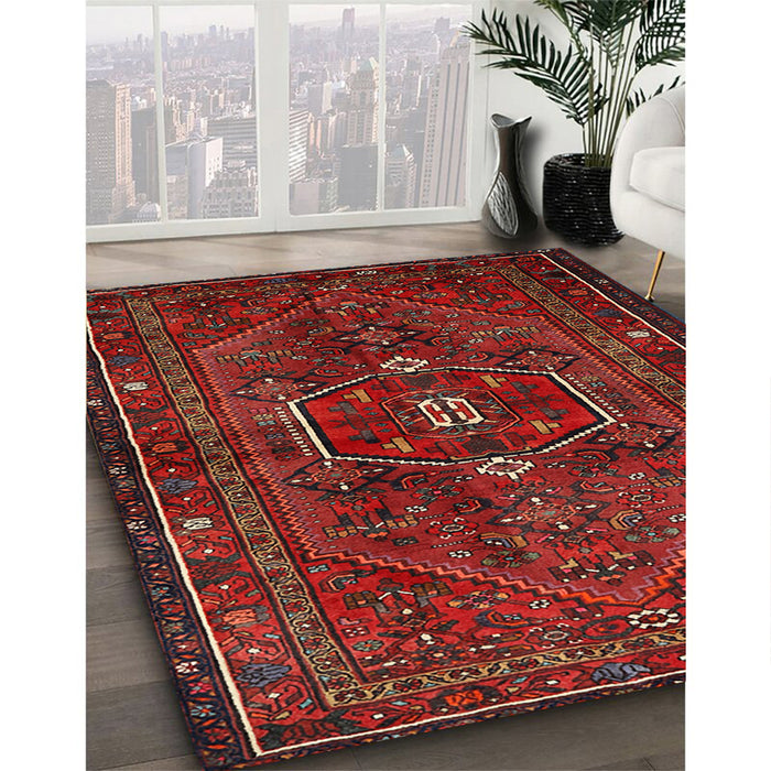 Machine Washable Traditional Dark Sienna Brown Rug in a Family Room, wshtr3083