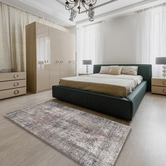 Traditional Sandstone Brown Persian Rug in a Bedroom, tr3084