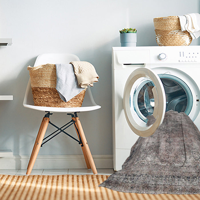 Machine Washable Traditional Sandstone Brown Rug in a Washing Machine, wshtr3084