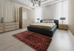 Machine Washable Traditional Red Brown Rug in a Bedroom, wshtr3085