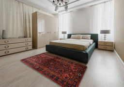 Traditional Red Brown Persian Rug in a Bedroom, tr3085