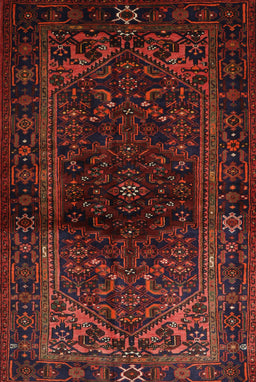 Machine Washable Traditional Red Brown Rug, wshtr3085