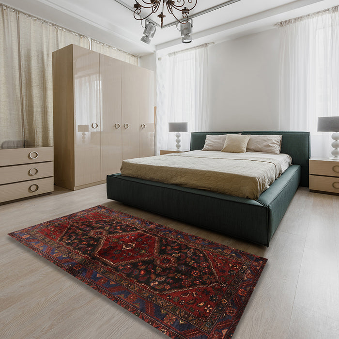 Machine Washable Traditional Bakers Brown Rug in a Bedroom, wshtr3086