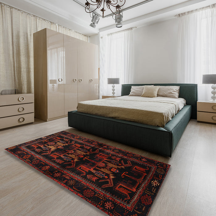 Traditional Bakers Brown Animal Rug in a Bedroom, tr3087