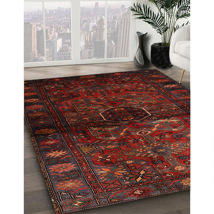 Traditional Dark Red Persian Rug in Family Room, tr3089