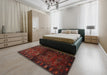 Machine Washable Traditional Dark Red Rug in a Bedroom, wshtr3089