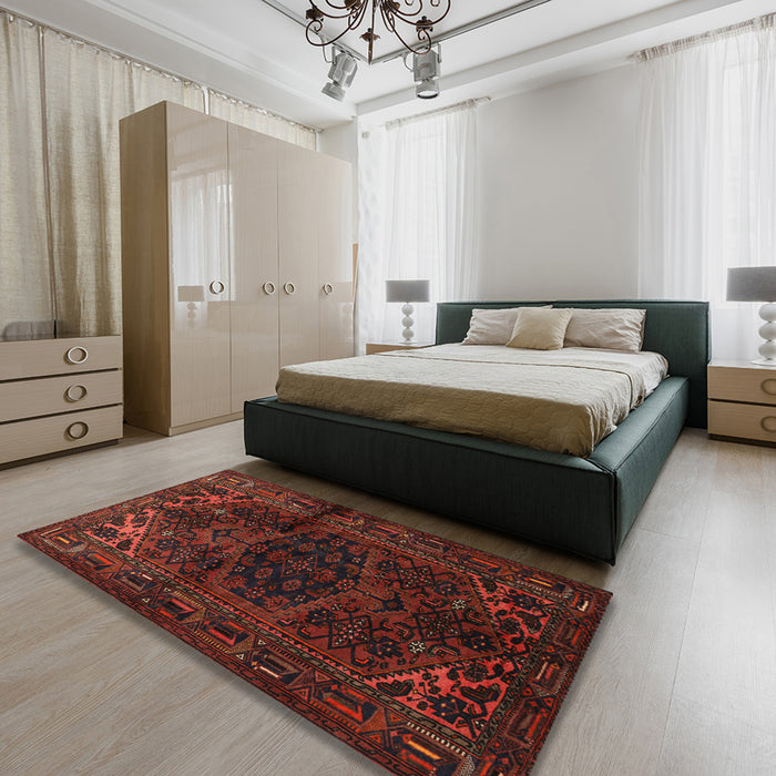 Traditional Saffron Red Persian Rug in a Bedroom, tr3090
