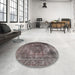 Round Traditional Rosy Purple Persian Rug in a Office, tr3091